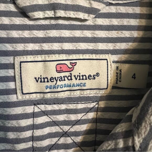 Vineyard Vines Blue & White Striped Button Blouse Front Size 4 - Picture 2 of 14